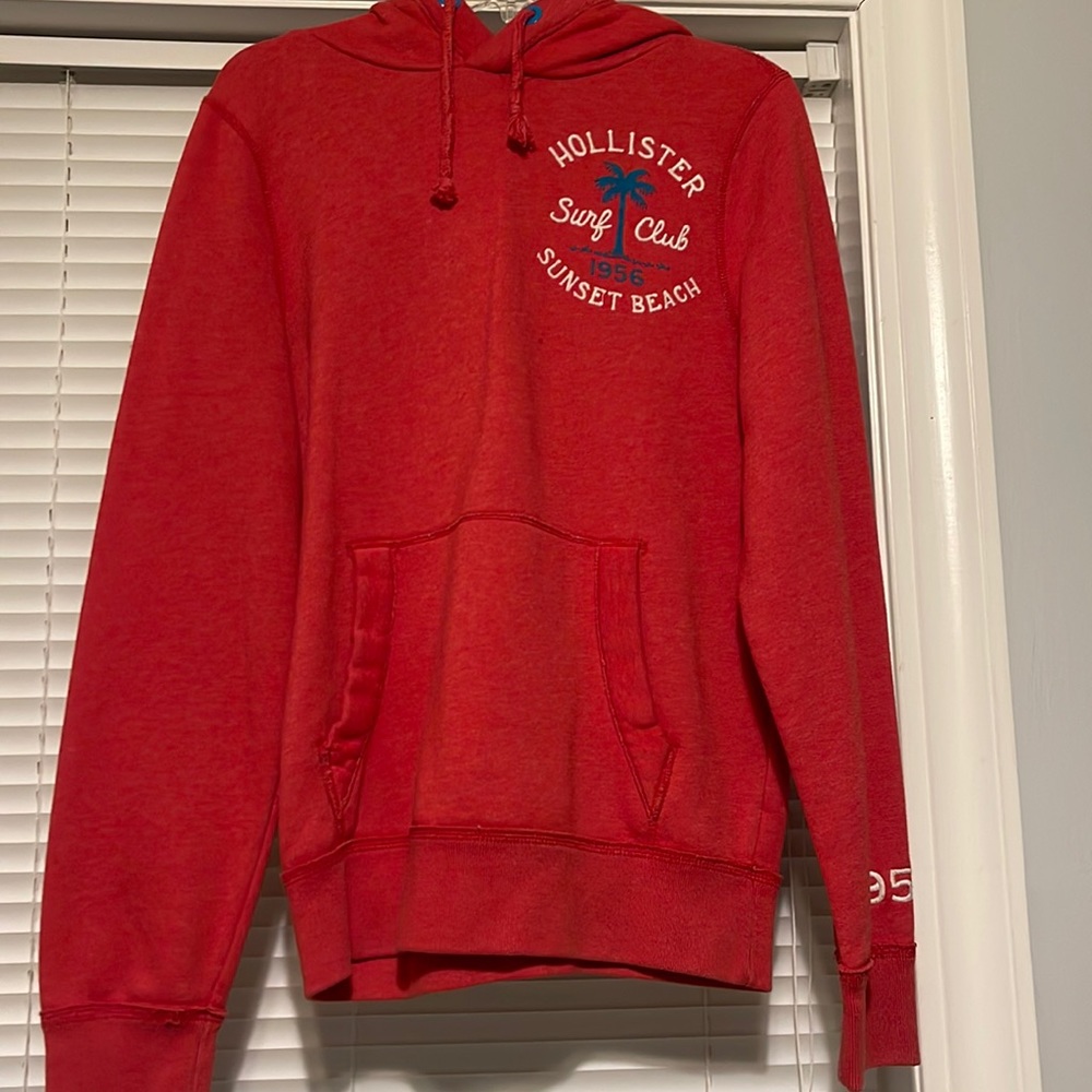 Medium Mens Hollister Hoodie Red and Blue